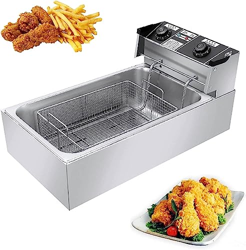 SFNIOKFG Freidora eléctrica de 3200 W, freidora de Acero Inoxidable de 22 l con Temperatura Ajustable de 50 a 300 °C, Corte de Seguridad, Cesta extraíble de fácil Limpieza, Patas antidesliz