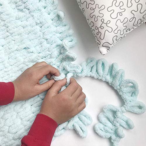 Chunky Blanket Yarn Chenille Finger Loop Yarn for Hand Knitting Blankets (Mixed Emerald)