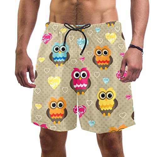 Maillot de bain pour hommes motif hiboux colorés short de plage