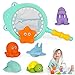 Giocattoli per Bagnetto, Pupazzetti per Il Bagno, Giochi da Bagno per Bambini, Galleggianti Che Spruzzano, Regalo Montessori Giocattoli Interazione Genitore-Figlio, Vasca da Bagno Pool Toy (7 Pezzi)