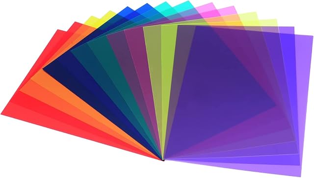 14 Pieces Correction Gel Light Filter,Transparent Color Lighting Film Plastic Sheets,Light Filters Film with 7 Colors for Photography Flash,29.7x21CM