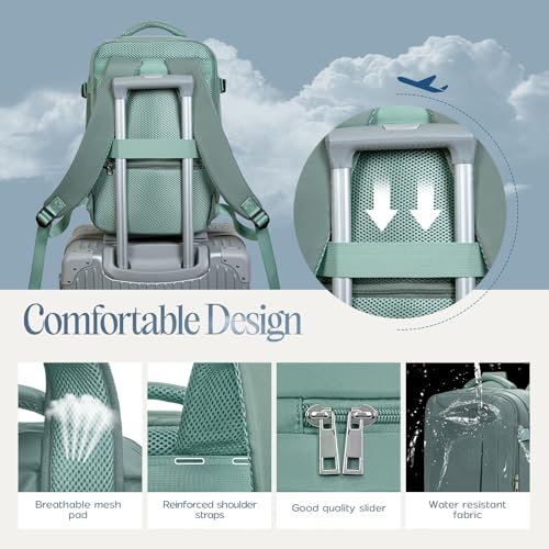 Image of Xkdoai for Ryanair Cabin Bags 40x20x25, Travel Backpack with TSA Approved Clear Bag, Travel Bag Underseat Carry-ons Hand Luggage Bag for Travelling Casual Daypack for Ryan Air Plane, Green, 40x20x25cm