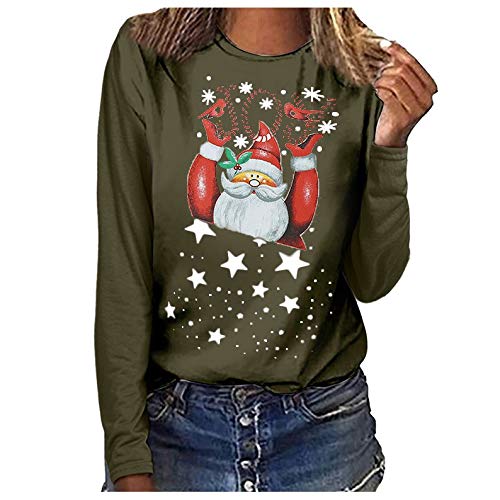 Amikadom Moletom feminino casual para outono e inverno com gola redonda e manga comprida para mulher