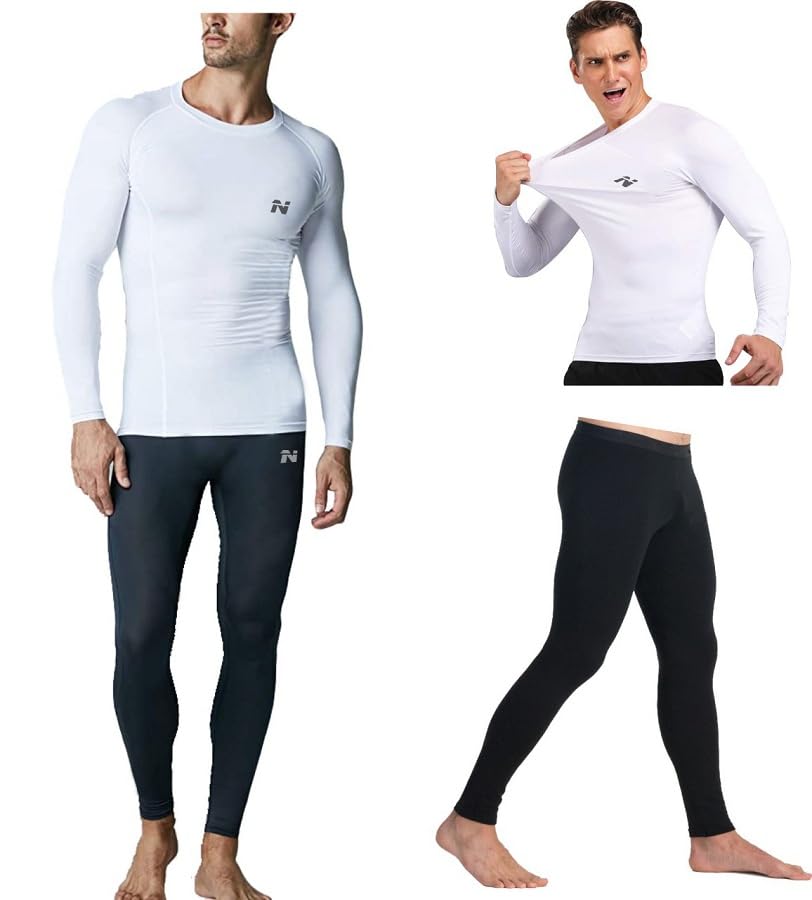 ninq Polyester Spandex Men's Sports Running Set Compression Shirt + Pants Skin-Tight Long Sleeves Quick Dry Fitness Tracksuit Gym Yoga Suits-picture-35