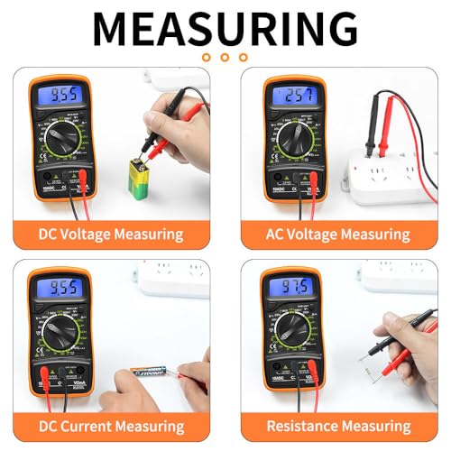 Image of Digital Multimeter XL830L with Backlight LCD, AC /DC Voltage Current Tester, Resistance Diode Continuity Meter, 2000 Counts Portable Multitester, Multicolor PHT830L