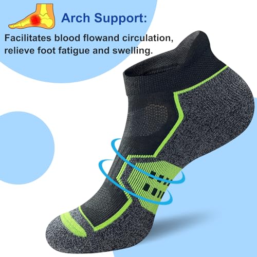 SAPJYA Meias de cano baixo femininas acolchoadas para corrida atlética, 5 pares, Preto (5 pares), 6-