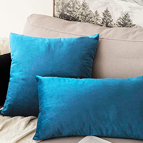 Image of Khooti Velvet Cushion Cover Pack of 1-18 inch x 24 inch / 46 x 61 cm - Sea Blue - Soft Pillow Covers Cushion Case for Sofa Bedroom Livingroom Chair Car, Cushion Cover