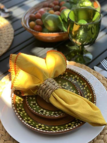 Woven Napkin Rings Set Of 6, Rustic Napkin Ring Holders Handmade By Natural Water Hyacinth, Fall Napkin Holders Braided Serviette Buckle Holder For Farmhouse, Thanksgiving, Christmas, Dinner Party #TOP3