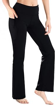 Yogipace Petite/Regular/Tall Womens Bootcut Yoga Pants with Side Pockets, Flare Leggings for Travel, Lounge & Everyday Wear