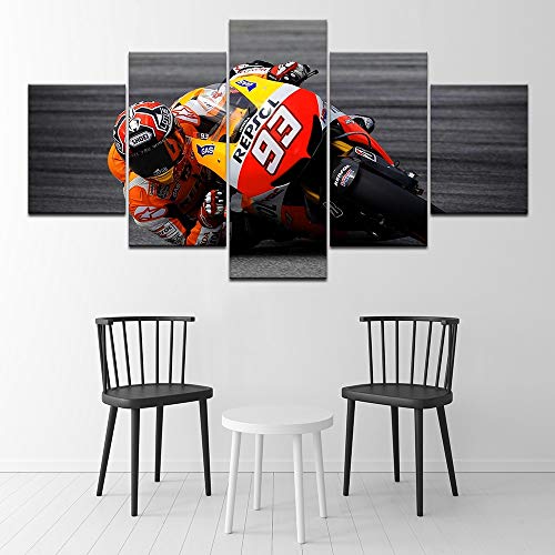 Tableau Moto Racing 5 pièces avec cadre impression HD pour déco salon - 3