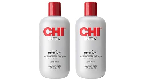 CHI Infusión de seda infrarroja, tratamiento reconstructor sin enjuague para fortalecer y proteger todo tipo de cabello, sin alcohol, 12 onzas,