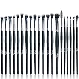 MSQ Eye Makeup Brushes 20pcs Eyeshadow Makeup Brushes Set with Soft Synthetic Hairs & Real Longer Wood Handle for Eyeshadow, Eyelash,Eyebrow, Eyeliner, Blending, Conclear(Black)