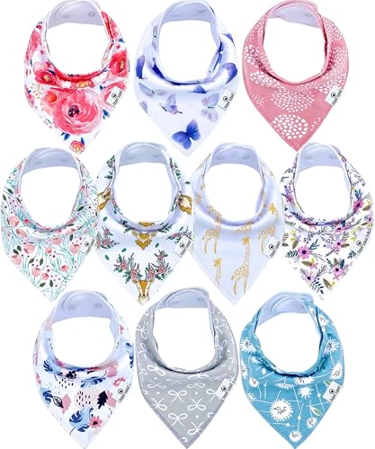 Image of DiaperSquad's 100% Organic Cotton Baby Drool Bibs, Super Absorbent & Adjustable Baby Bibs for Drooling and Teething