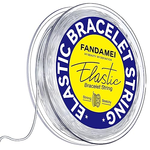 FANDAMEI 1mm Elastic Bracelet String Cord Crystal Stretch Bead Cord for Bracelets Jewelry Making Clear Stretchy Elastic String for Beading Transparent Thread for Bracelet Necklace Making