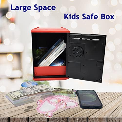 Fimleiy Kids Safe Bank with Fingerprint Password Talking ATM Piggy Bank for Real Money Toy Gift for 6-14 Years Old Boys Girls (Black/Red)