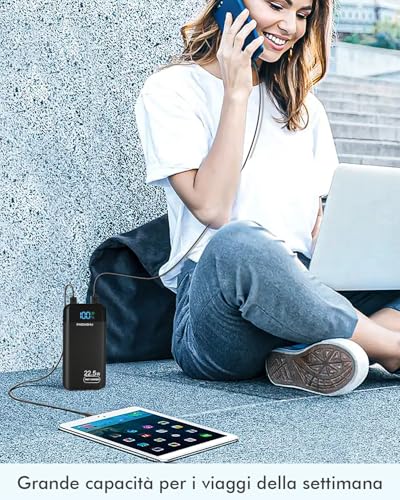 Power Bank 27.000mAh 22.5W PD3.0 QC4.0 Ricarica Rapida Batteria Esterna 3A USB C Caricatore Portatile con LCD Display Digitale 3 Uscite e 2 Ingressi per Smartphone and more