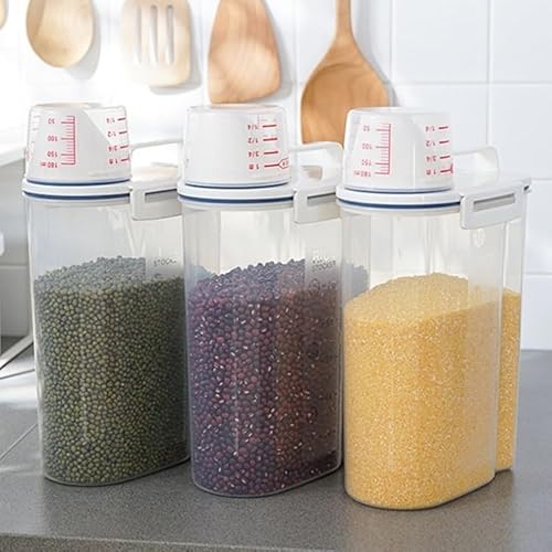 Kit 3 Pote Hermético Para Alimentos Arroz Mantimento Sabão Ração Copo Bico Dosador Tampa 2,5 L
