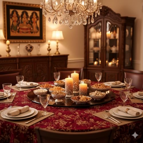 Image of INDUSCAN SOURCING Revolving Glass Table Top in Sat Brown | Revolving Tray for Dining Table | Lazy Susan Revolving Toughened Glass Dining Table Centerpiece with Revolving disc Round. (30 Inches)