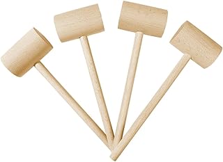 4Pcs Wooden Hammers, Natural Hardwood Crab Mallets