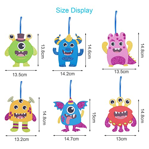 LAMEK 12 Monster Bastelsets Kinder Halloween Kreativsets zum Basteln Kreative Kunsthandwerk Bastelhandwerk mit Moosgummi Aufkleber für Jungen Mädchen Halloweenzeit Karneval Geburtstag