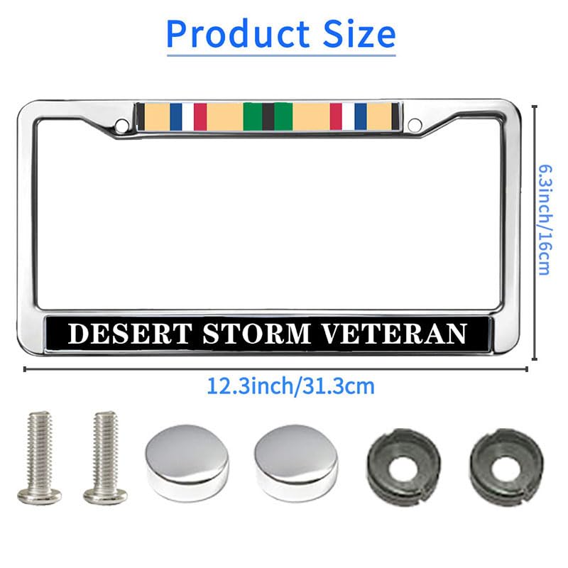 Image of Desert Storm Veteran License Plate Frame - Military Service Commemorative Car Accessory