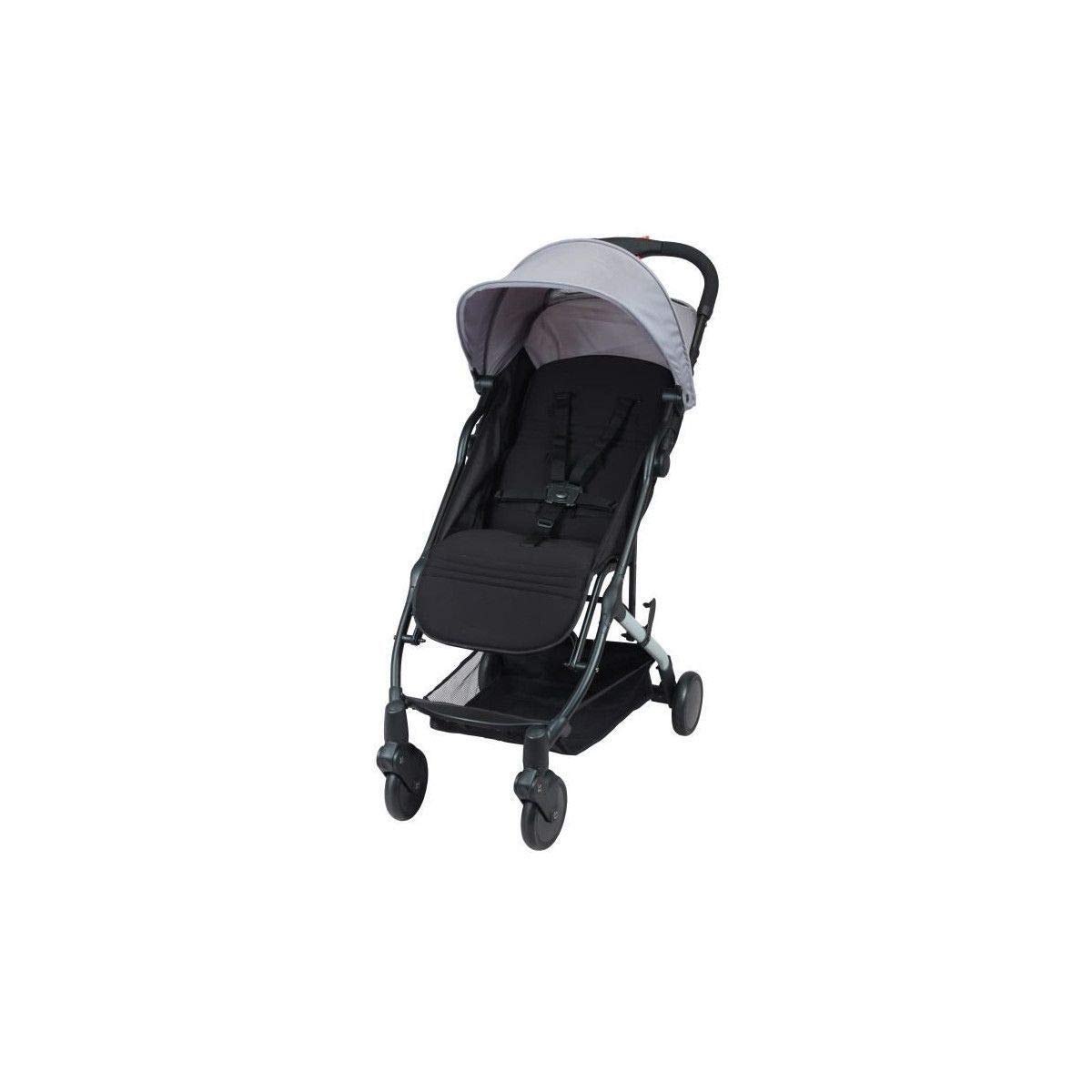 Bambisol Poussette Canne Compacte YUKO² | Dès la Naissance - 22kg, Pliage 1 main, Repose-​jambe Réglable, Sac | Noir Gris