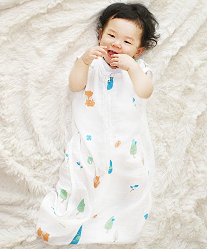 Image of Muslin Cotton Toddler Sleeping Sack Bag, 0.5 Tog baby Lightweight Wearable Blanket for boy and girl (S, Forest)
