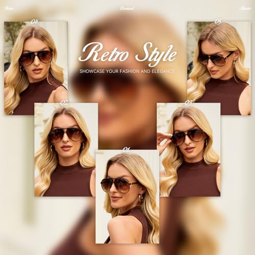 mosanana Trendy Aviator Oversized Sunglasses for Women Retro 70s Style MS524823