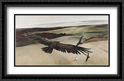 Soaring 2X Matted 33x27 Large Black Ornate Framed Art Print by Andrew Wyeth