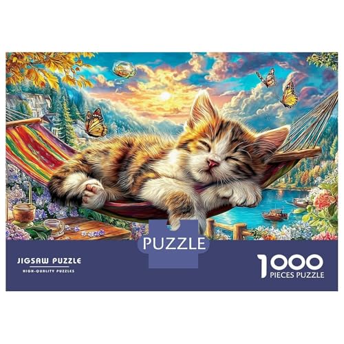 Rompecabezas de 1000 piezas con diseño de gatito durmiendo para decorar tu hogar con color 2