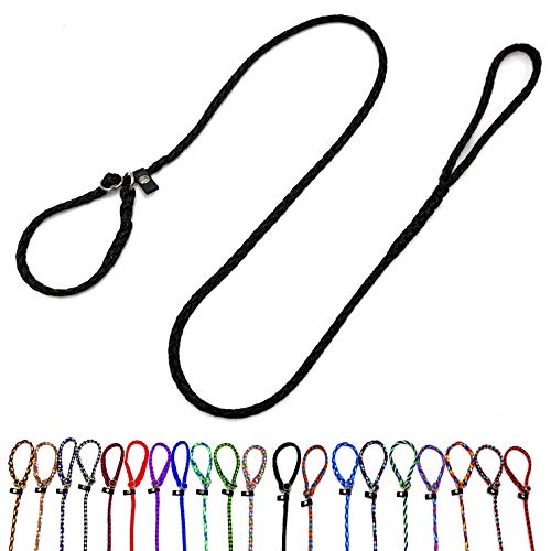 Retriever Hundeleine/Agility Leine/Moxonleine mit Zugstopp 1,30m / 1,50m / 1,70m / 2m für kleine Hunde/mittlere und große Hunde bis 50 KG (1,30m kleine Hunde (8mm), Schwarz)