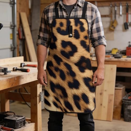 Delantal para trabajo con estampado de leopardo y 8 bolsillos miniatura 5