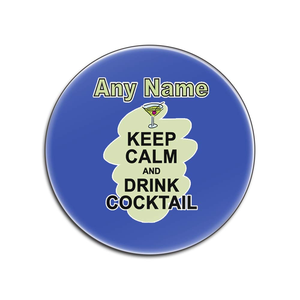 Sous-verres Keep Calm ronds bleus en bois rigide pour verre à cocktail et apéro