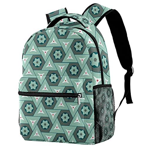 Sac à dos de voyage géométrique pour campus avec porte-bouteille