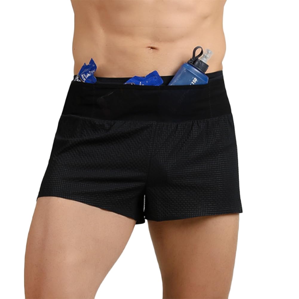 Mens Basketball Sports Shorts for Marathon Gym Workouts with Zipper Waist Pocket