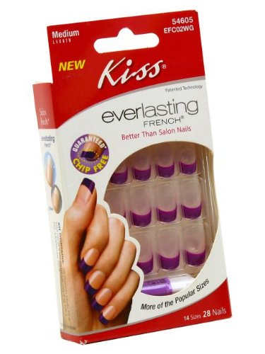 Kiss Everlasting French Medium Nail Kit EFC02WG Purple Tips!
