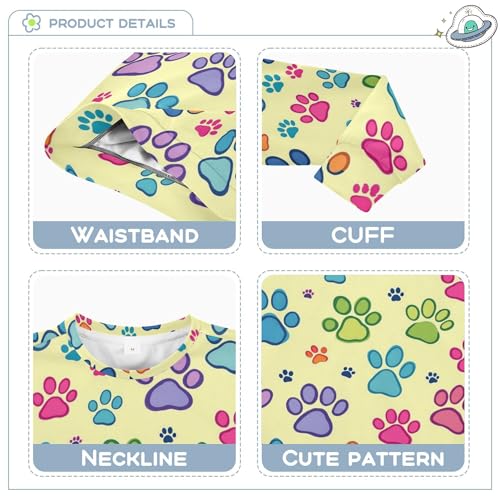 JUNZAN Colorful Dog Paw Yellow Big Girls Sweatshirts Hoodies Fleece Outerwear for Kids Camping 4T3