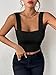 Imagen de Haibang Camiseta sin Mangas Mujer Verano Sexy Crop Top Ajustado Cuello Cuadrado Camisetas Tirantes Elegantes Tank Tops Básica Chalecos Top Lencero Doble Forro Moda Casual Streetwear
