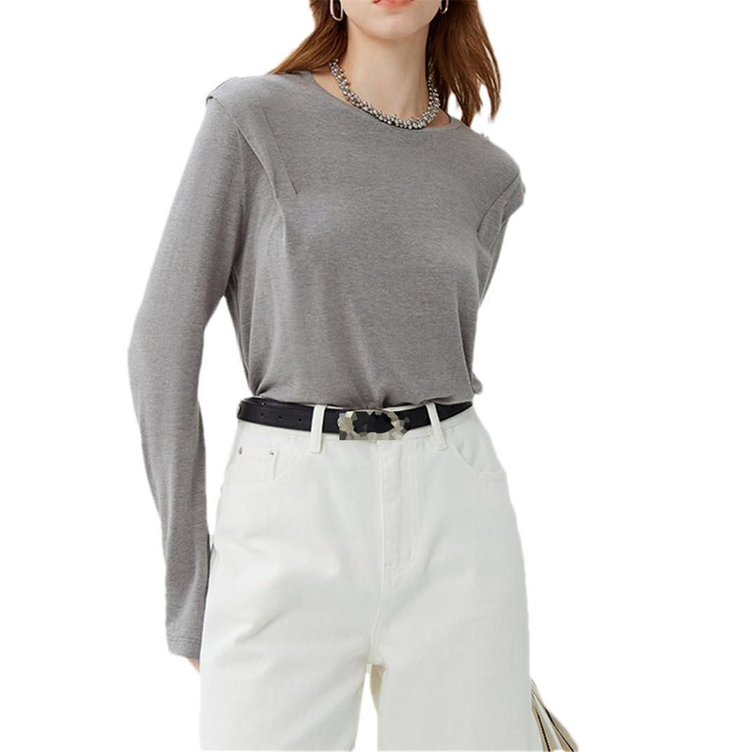 Pull en tricot à manches longues pour femme - Col rond - Coupe ample