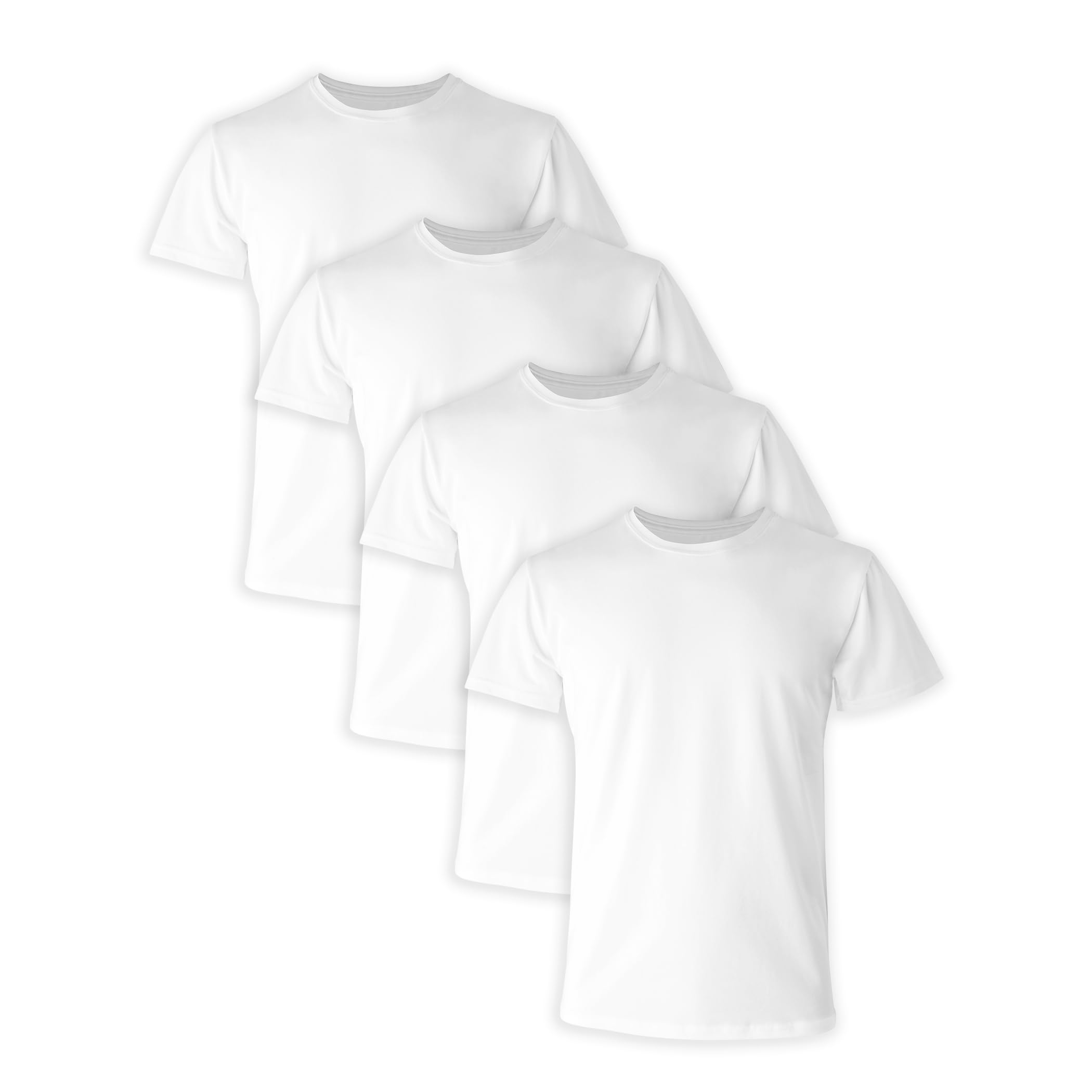 Comfort Fit Undershirt, Men’s Crewneck Stretch-Cotton T-Shirt, 4-Pack, White-4 Pack, Medium