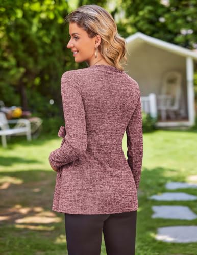 Image of Ekouaer Maternity Shirts Ribbed Long Sleeve Pregnancy Sweater Tops Outfits