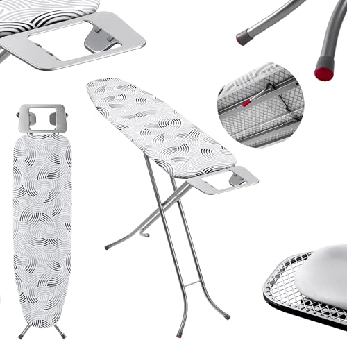 Kadax Asse Da Stiro Pieghevole, 114 X 34 Cm, Con Rete Metallica, Asse Da Stiro Con Base In Schiuma Da 5 Mm E Ripiano Da Stiro, Asse Da Stiro Con Piedi