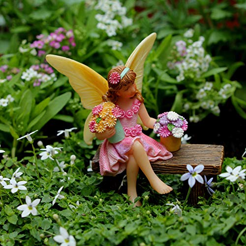 Pretmanns Fairy Garden Accessories – Fairy Garden Fairies - Fairy Garden Kit, With Garden Fairies – Cute Garden Fairy Miniatures & Fairy Tree Swing With Puppy – 4 Piece Fairy Set #TOP6