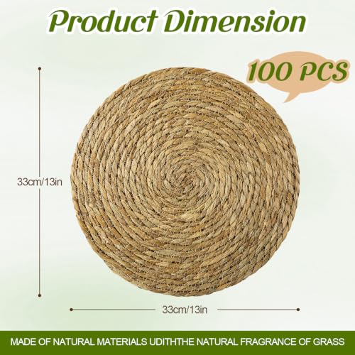 Image of Colingmill 100 Sets 13 Inch Round Woven Placemats Bulk Farmhouse Boho