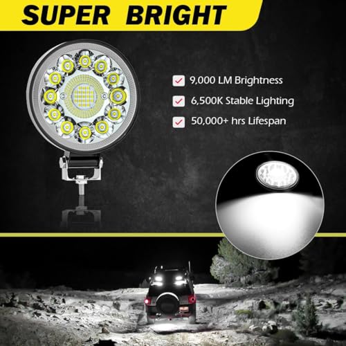 Image of Round LED Work Lights for Tractor, Driving Fog Off Road Lights 4 Inch 123W for Motorcycles Jeep Trucks Pickup Golf Cart SUV ATV UTV 4x4 Van Camper 20Pack