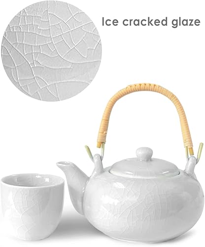 Miniatura 9 de Dahlia Ice Crack Celadon Juego de té de porcelana tetera con infusor incorporado+6 tazas de té en caja de regalo verde