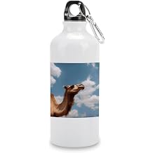 Camel Looking Up at The Sky Aluminum Water Bottle with Lid & Hook 600ml Portable Sports Water Bottle Lightweight Leak Proof Metal Travel Water Bottles for Camping Hiking Cycling Outdoor