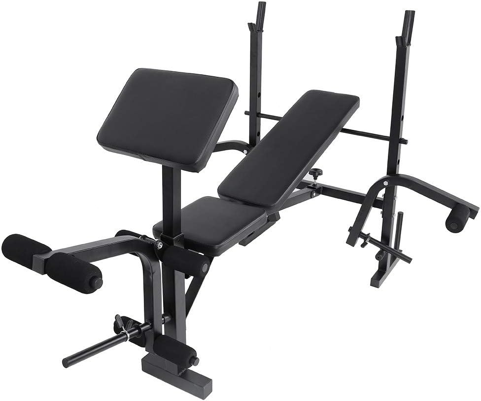 Adjustable Olympic Weight Bench with Squat Rack Stands