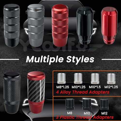 Ycooifo 3.78"-(3 ADAPTERS) BLACK Shifter Knob, 3.78 Inch Aluminum Weighted Car Gear Shift Manual Knobs Fit Universal Manual Transmission Vehicle thumb #5