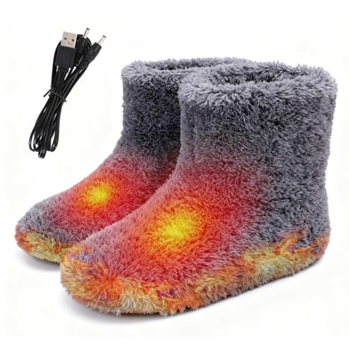 Scaldapiedi riscaldabili, pantofole elettriche ricaricabili USB, invernali, in peluche, per uomo e donna